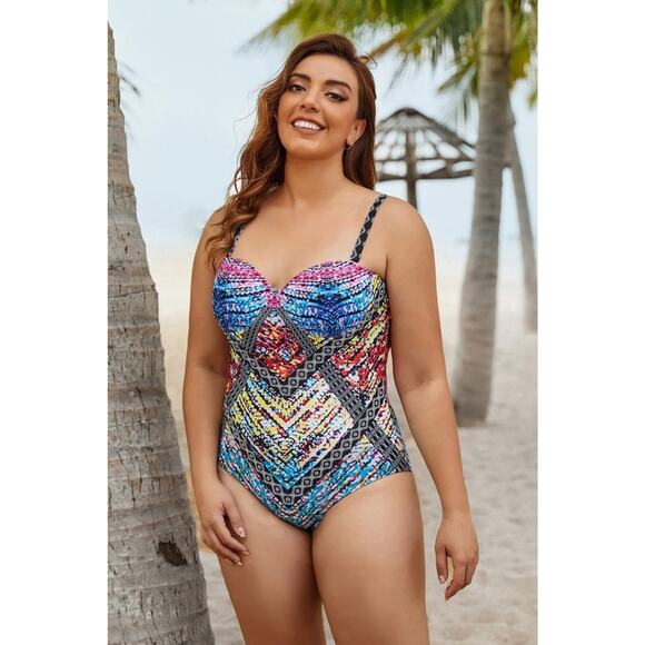 Swimsuits For All Macrame Underwire One Piece Swimsuit Cut Out Plus Size 18 - Picture 3 of 16
